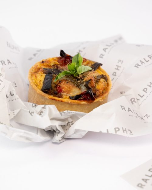 Roasted Mediterranean Vegetable, Mozzarella & Basil Quiche