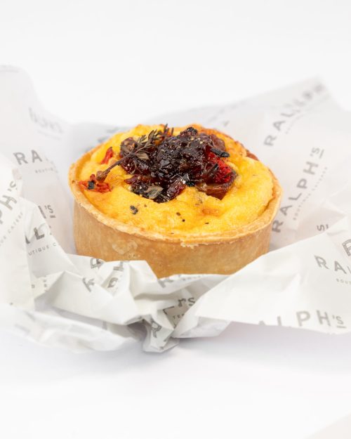 Goat's Cheese, Roast Potato, Red Pepper, Onion Jam & Thyme Quiche
