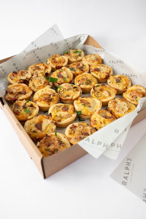24 x canapé-sized Traditional Quiche Lorraine (smoked bacon, onion & gruyère cheese)